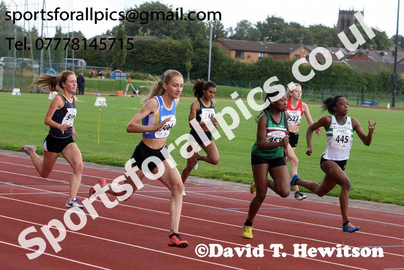Womens under-17s 100 metres, Northern Under-17s/U-15s and U13s Champs, Leigh Sports Village, Leigh. Photo: David T. Hewitson/Sports for All Pics